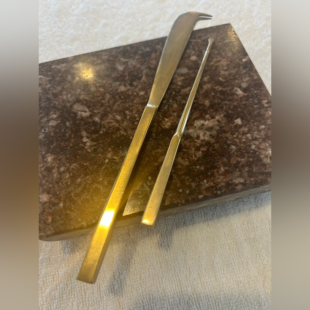 Vintage Cheese Knife & Drink Stirrer Brass Thailand